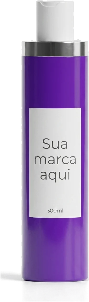 Frasco de shampoo 300ml com o rótulo “Sua marca aqui”