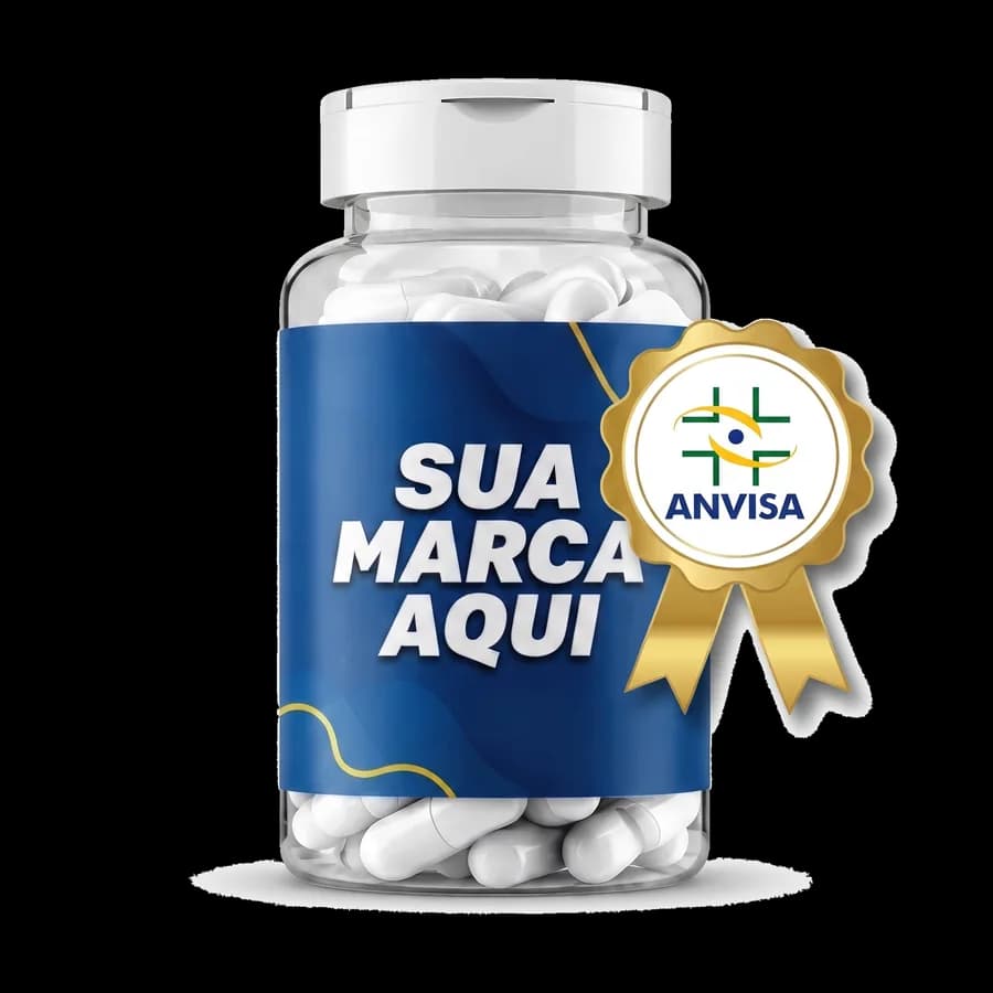 Frasco rotulado com o selo de registro na Anvisa